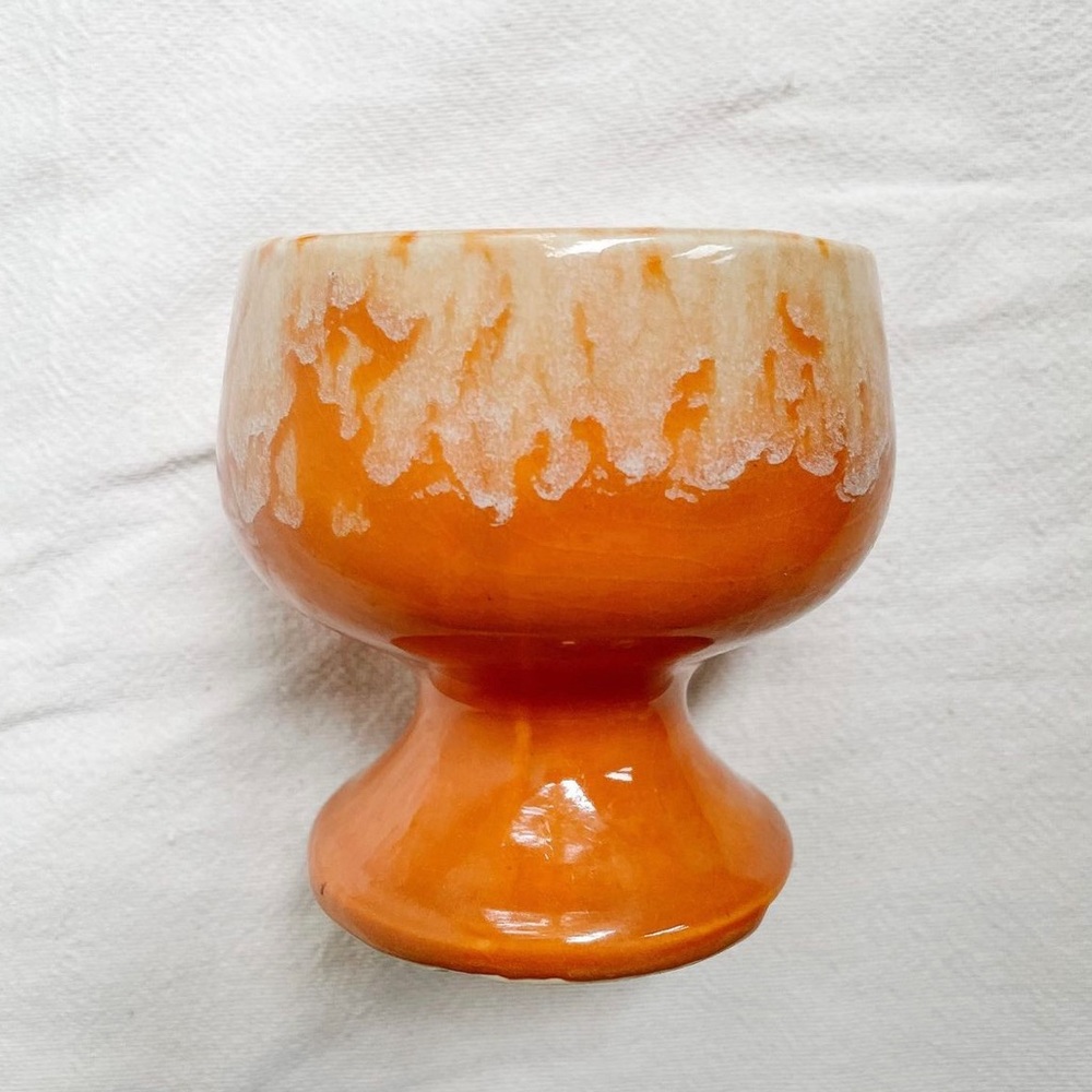 SOLD Vintage orange drip glaze pottery